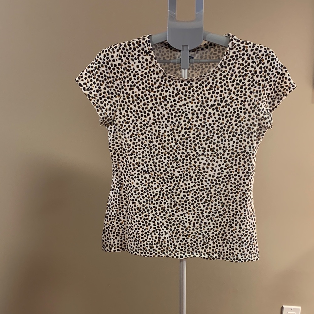 Old Navy Black/White/Brown Spotted Women's Tee large short sleeve